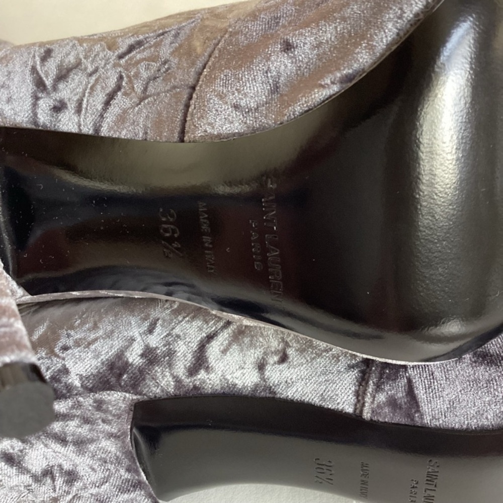 Saint Laurent Tall Velvet Stiletto Boot - Gray SZ 6.5/36.5 - Picture 11 of 11